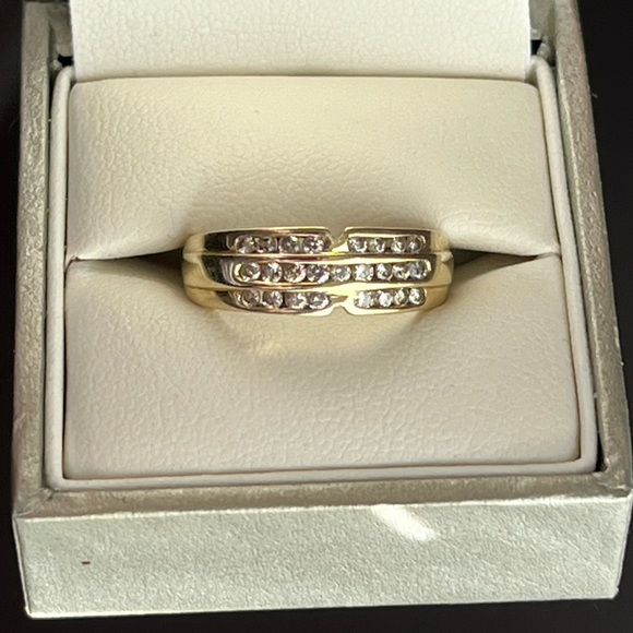 Estate Jewelry - 14k 3-Row 3/4 CT  Diamond Band Ring